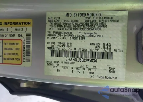 2014 Ford Fusion Hybrid Se from USA, damaged, VIN 3FA6P0LU6ER295834
